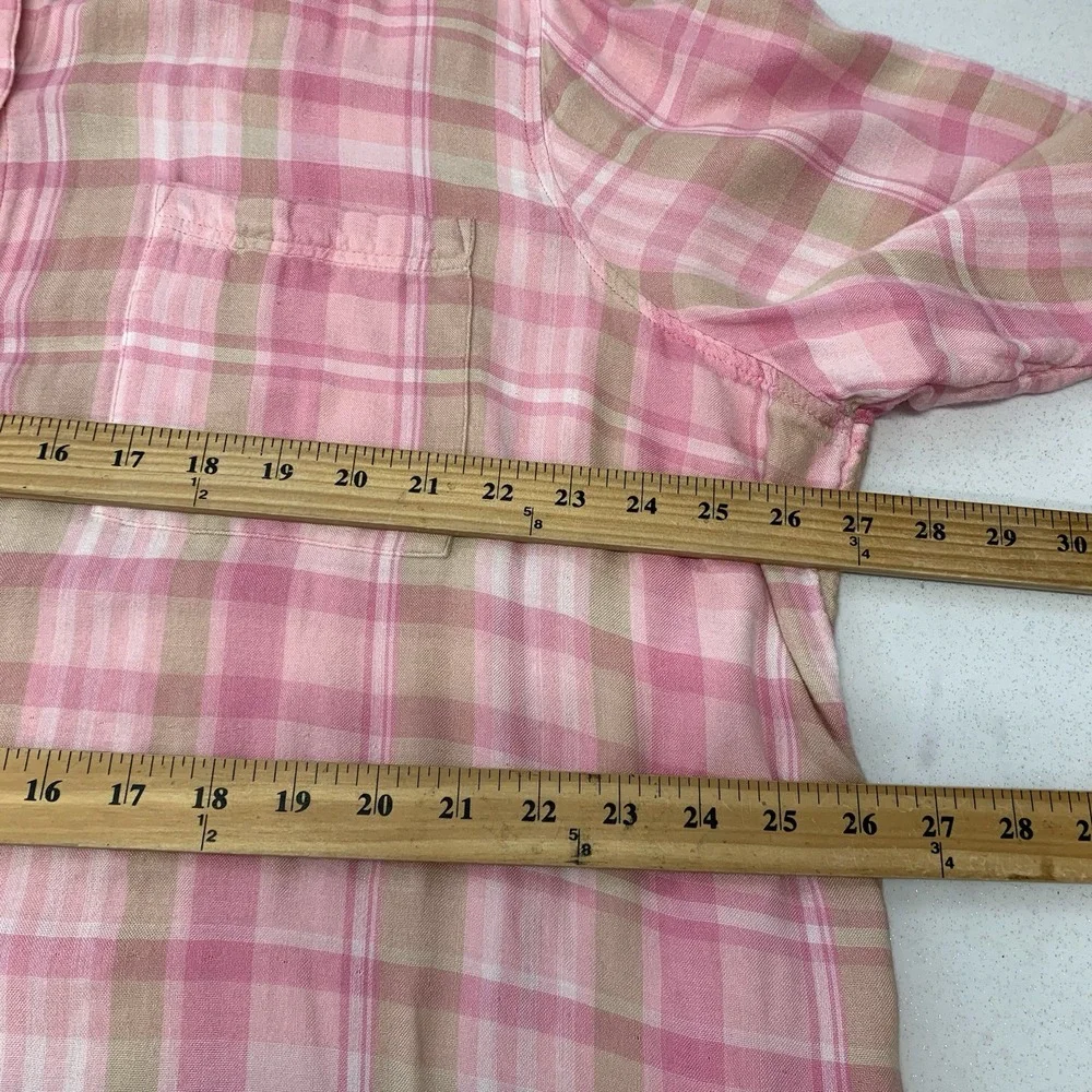 Encore Idina Menzel Pink Plaid Button‎ Front Soft Flannel Shirt Woman 2X Casual